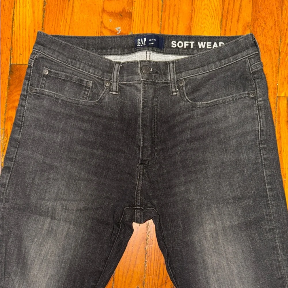 Hollister Men's Slim Straight Jeans - Charcoal Wash - Picture 2 of 8